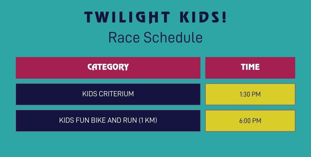 Kids Race Schedule